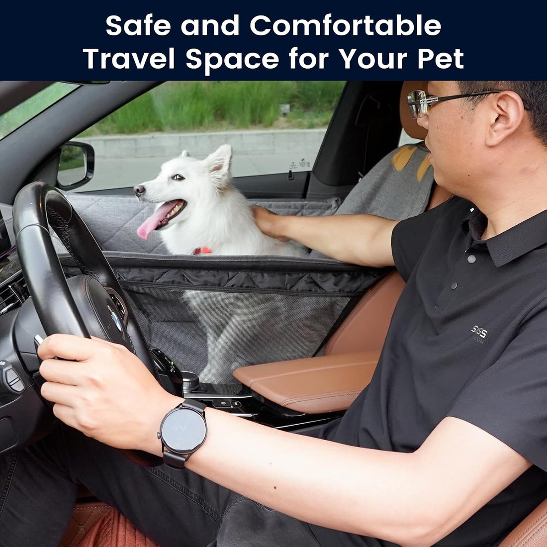 Front Seat Dog Car Seat for Small/Medium Dogs with Door Protection
