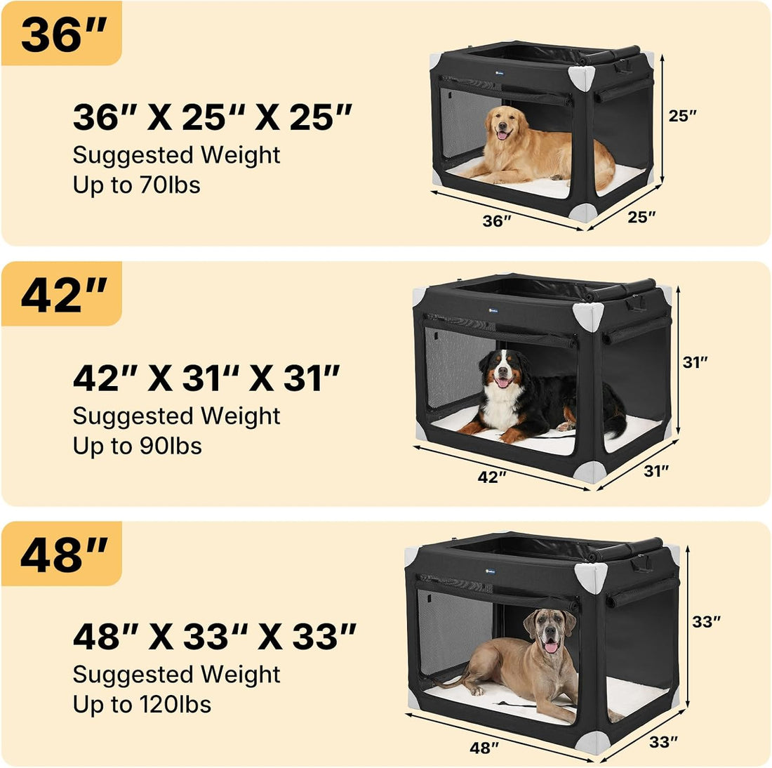 Veehoo 48" Collapsible Dog Travel Crates Portable Dog Kennel