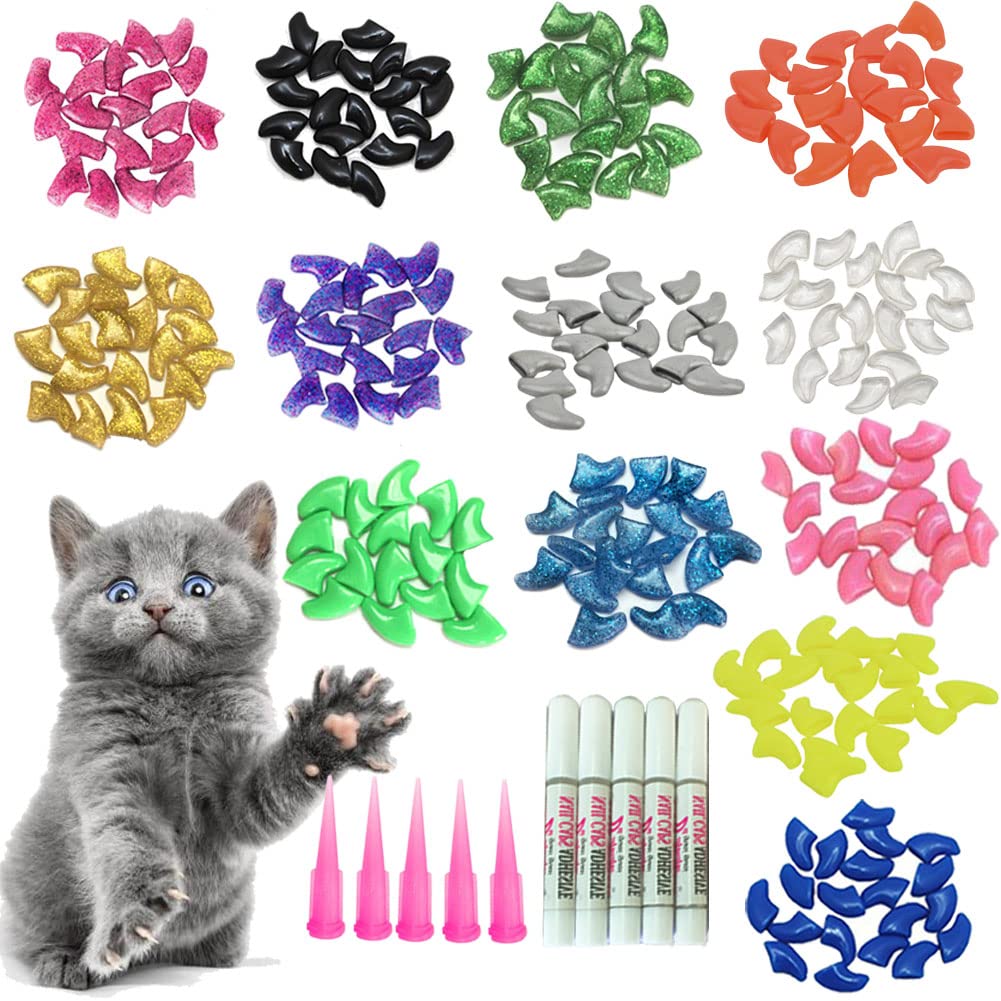 YMCCOOL 100pcs Cat Nail Caps/Tips Pet Cat Kitten Paws Covers Control