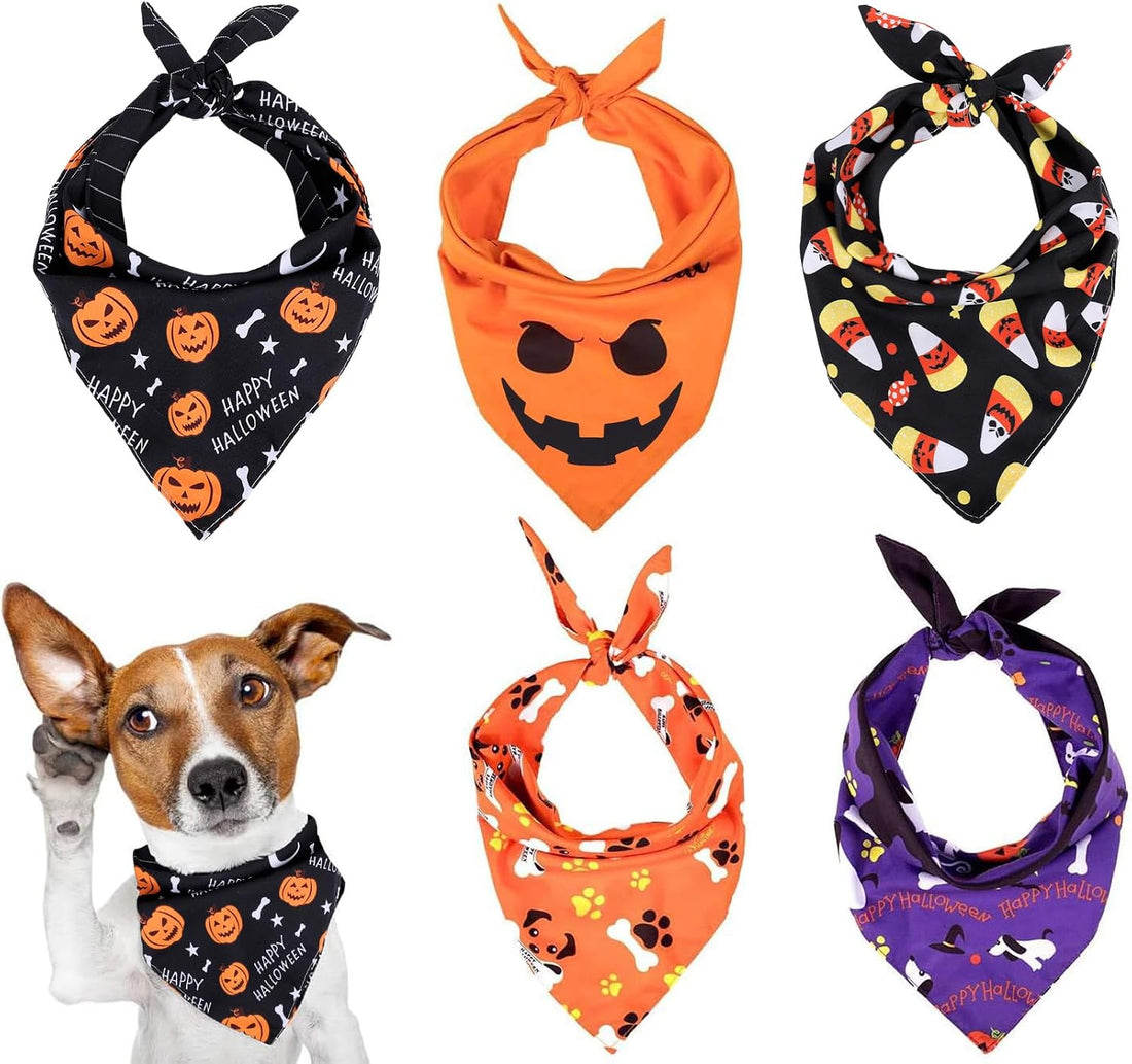Whaline 5 Pack Halloween Dog Bandanas