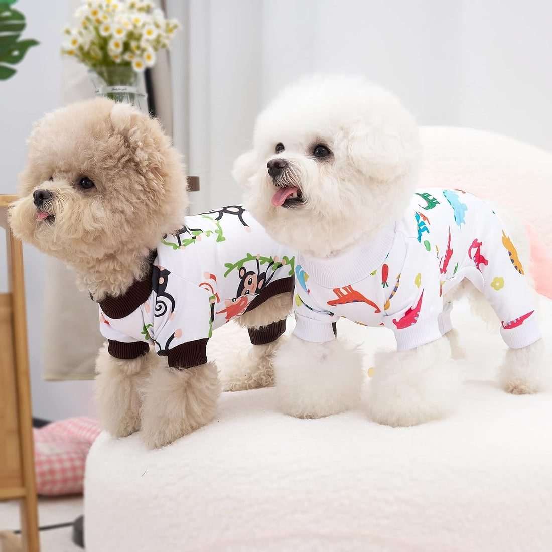 XPUDAC 4 Pack Dog Pajamas Soft Strechy Summer Doggie Clothes