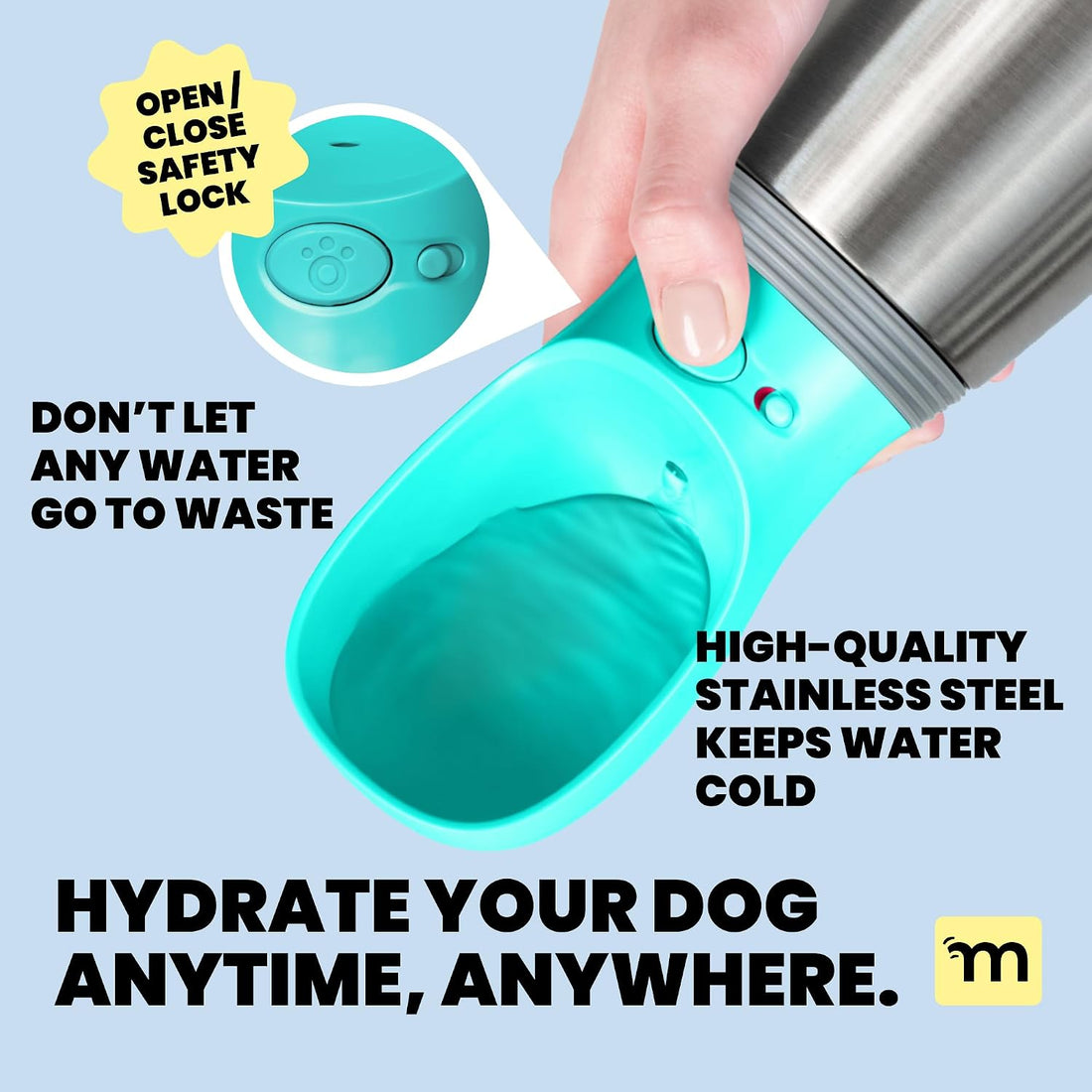 MalsiPree Leak Proof Stainless Steel Portable Dog Water Bottle - 24 oz
