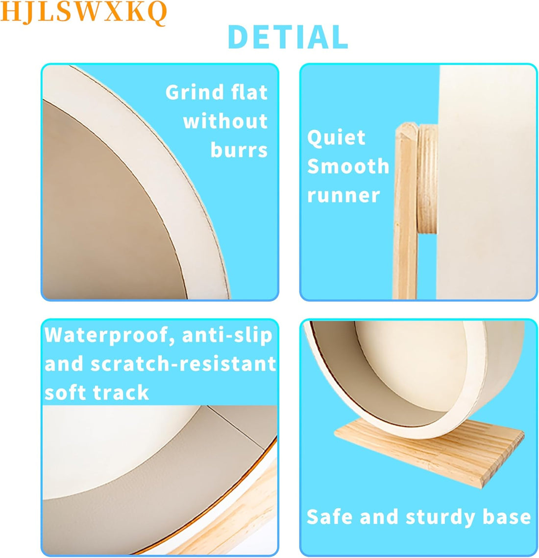 9 inch Silent Wooden Hamster Wheel with Removable Track