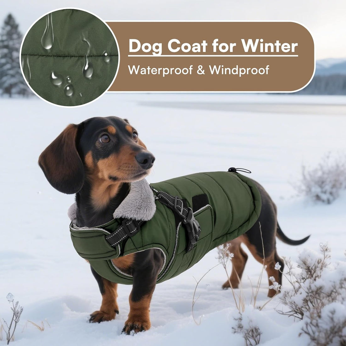 Queenmore Winter Dog Jackets for Medium Dogs with Harness Built-in