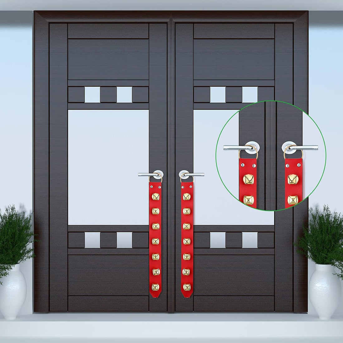 Frienda Hanging Jingle Sleigh Bells 7-Bell Dog Doorbells for Door