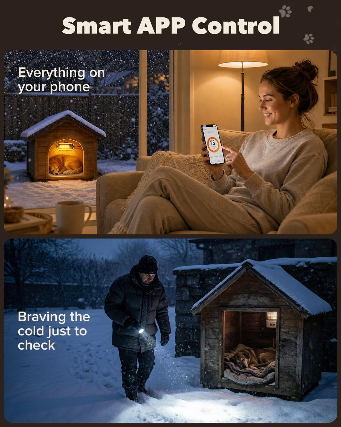 Dog House Heater with Thermostat,1300W Fast-Heating WiFi Smart Heater