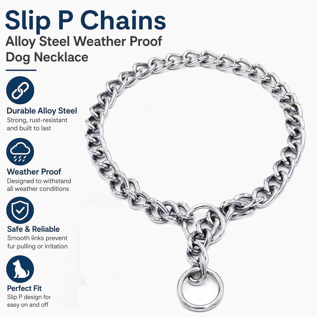 Freezx Chain Choke Collar for Medium Dogs,Slip Metal Training Chains