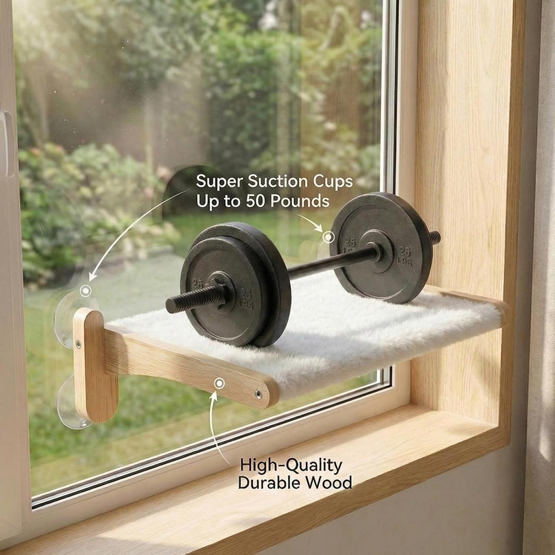 Cat Window Perch with Bird Feeder,Suction Cup Window Cat Bed