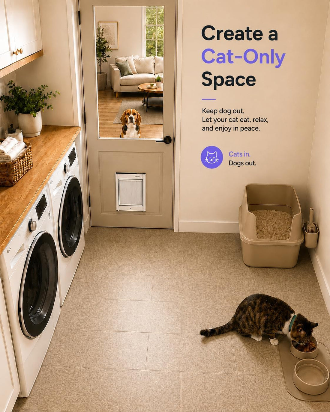 Cat Door with Collar Sensor, Automatic Cat Door, with Curfew, XS