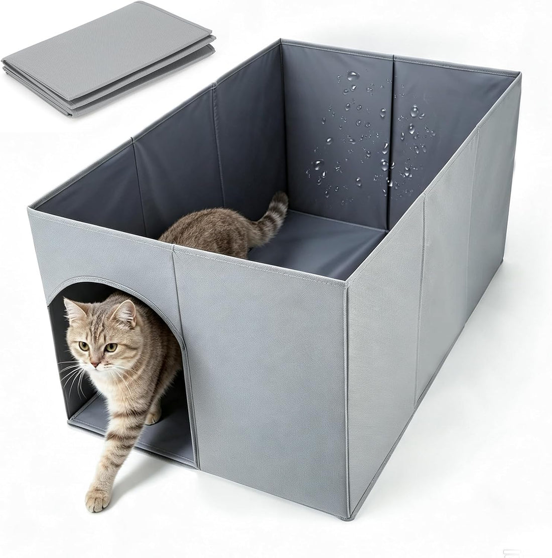 FHTONGE Large Cat Litter Box Enclosure Splash Guard to Protect Wall