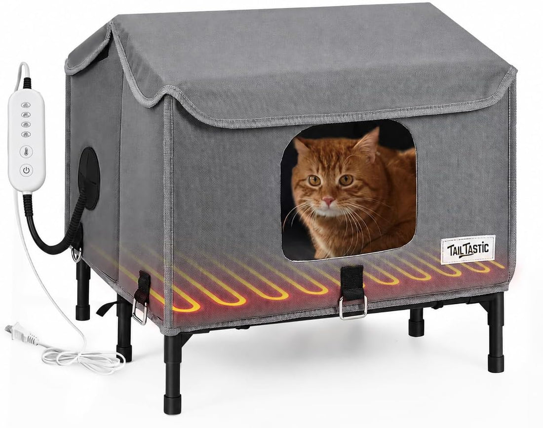 Tailtastic Heated Outdoor Cat House 1-Piece No-Assembly Elevated