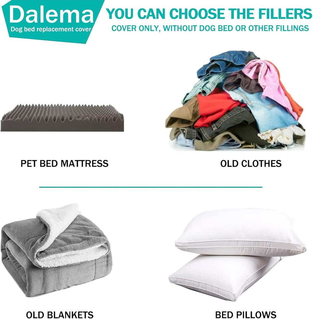 Dalema Dog Bed Cover 44L x 32W x 4H Inch,Heavy Duty Durable