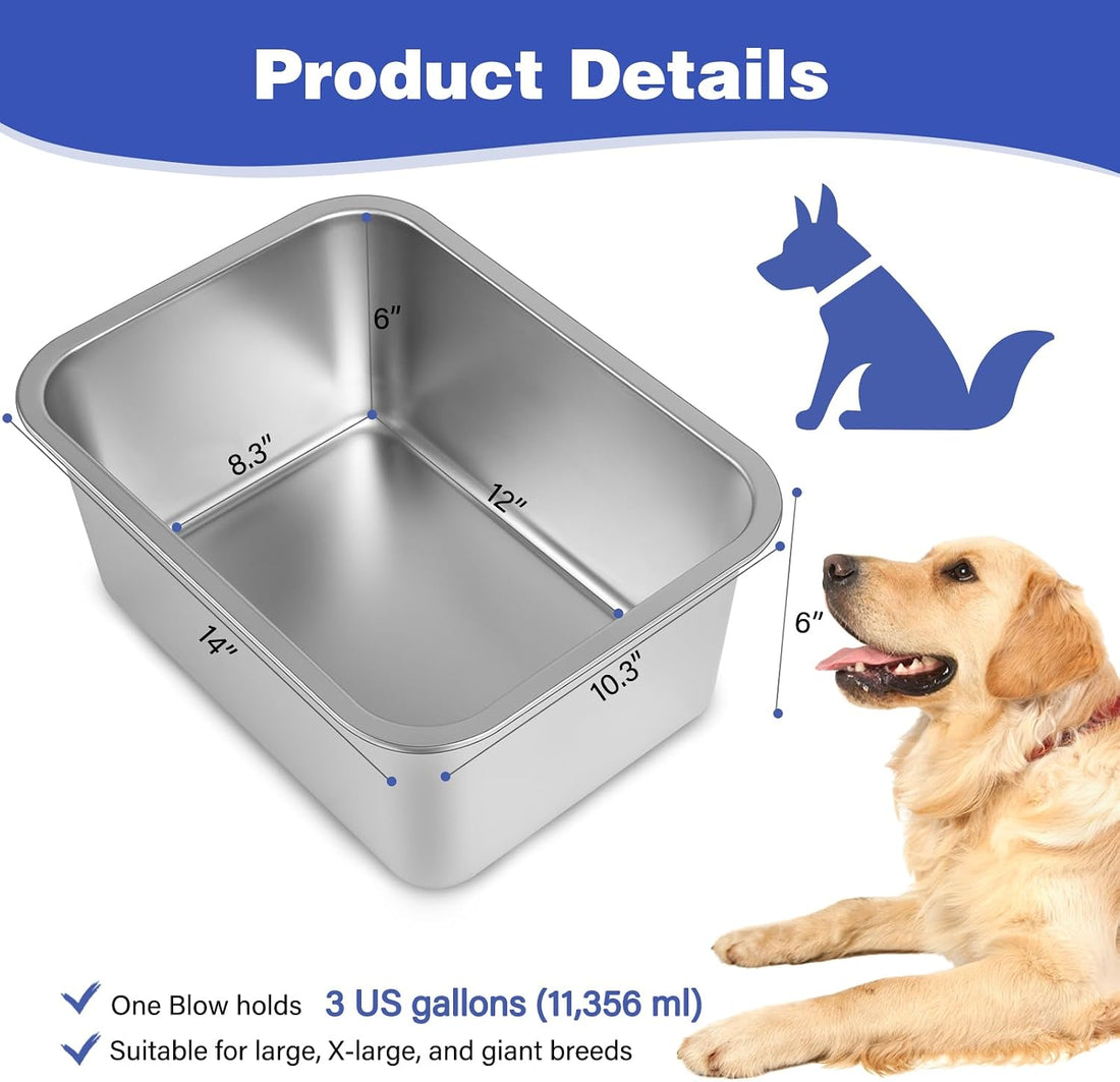 Lonepetu 3 Gallons Large Dog Water Bowl