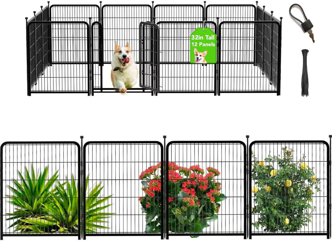 Getlay Dog Playpen 48 inch 8 Panels Total 17.7 Ft Dog Fence Outdoor