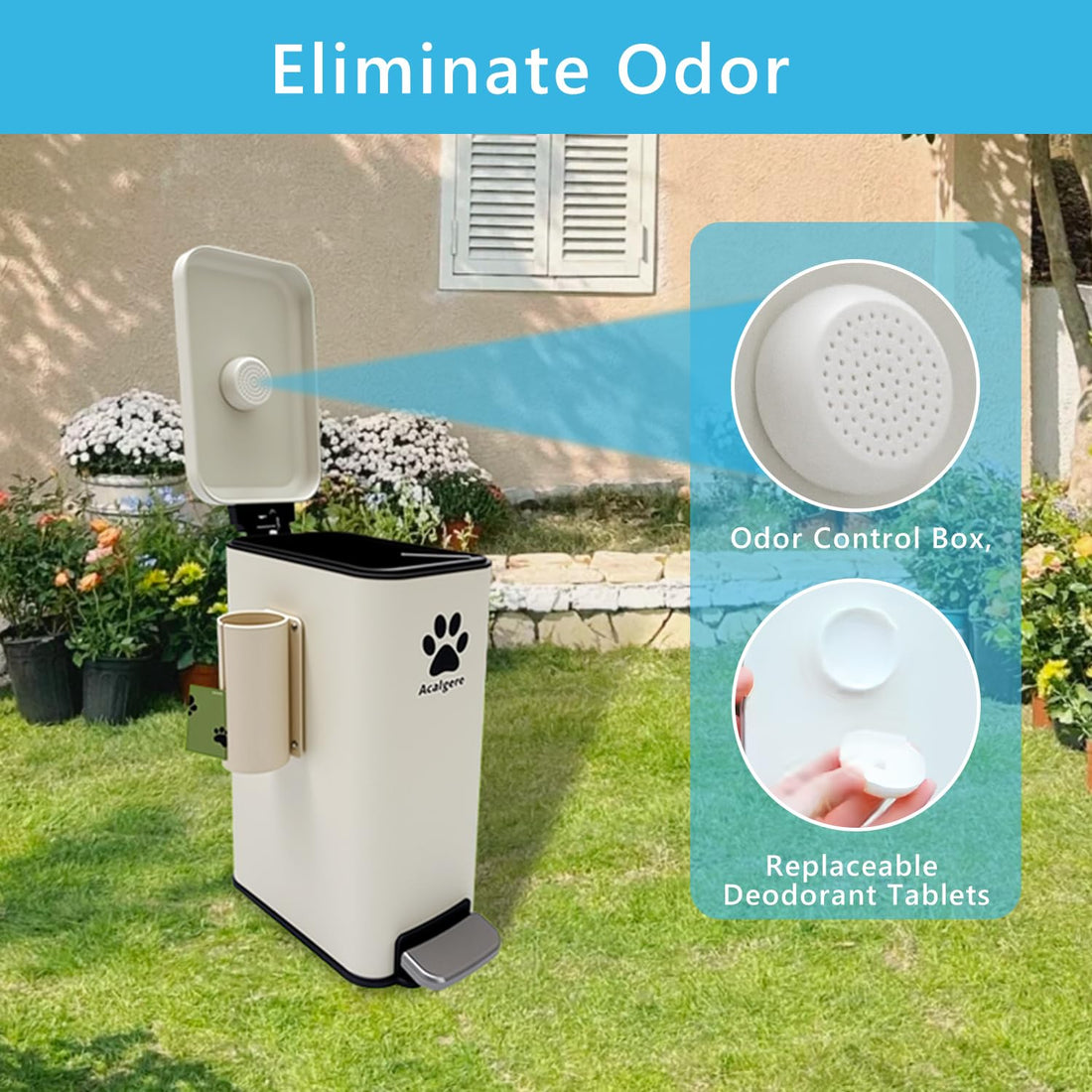 Dog Poop Trash Can Outside with Magnetic Bag Dispenser-Metal Dog