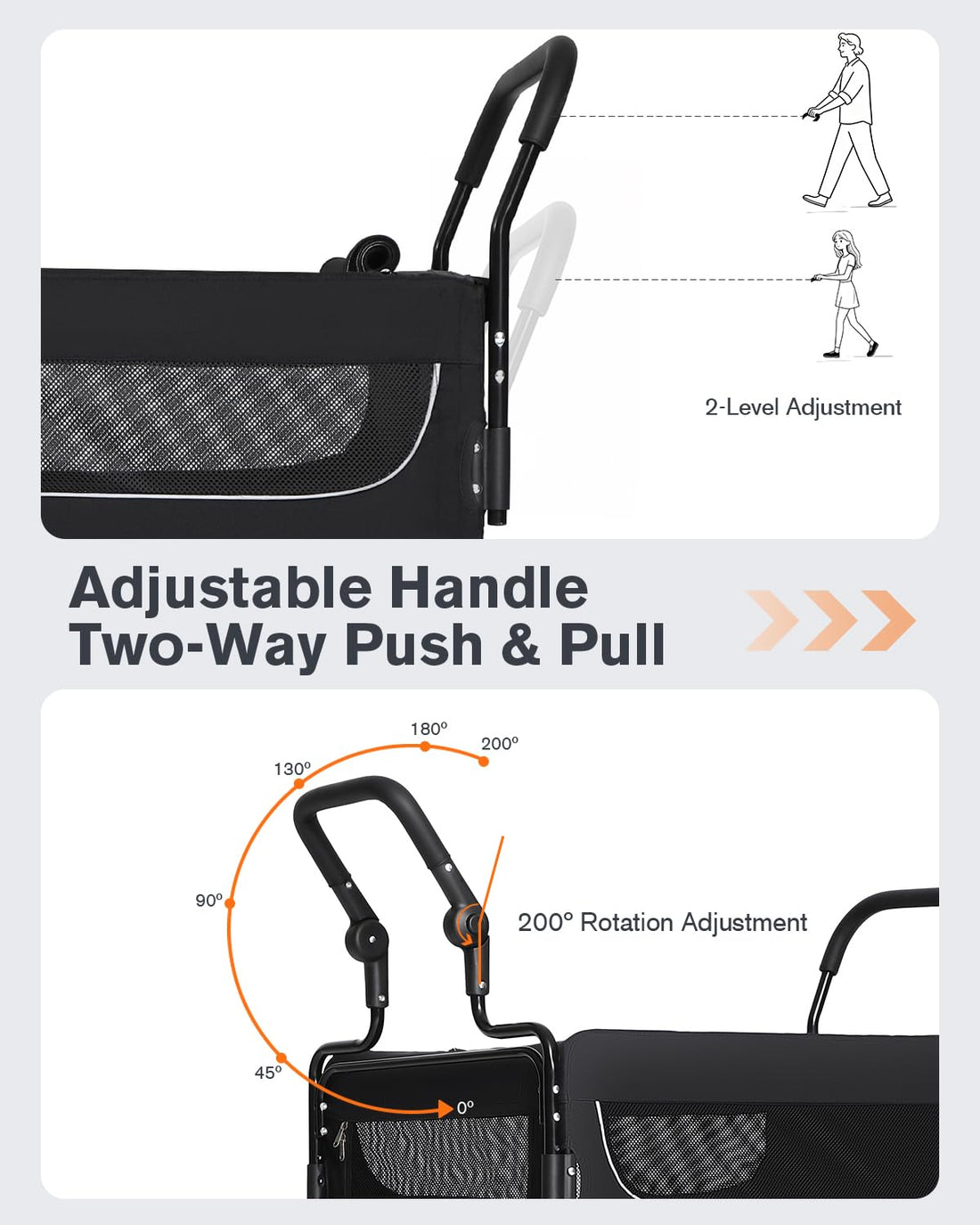 Heavy Duty Pet Stroller for Medium & Large Dogs with Ramp