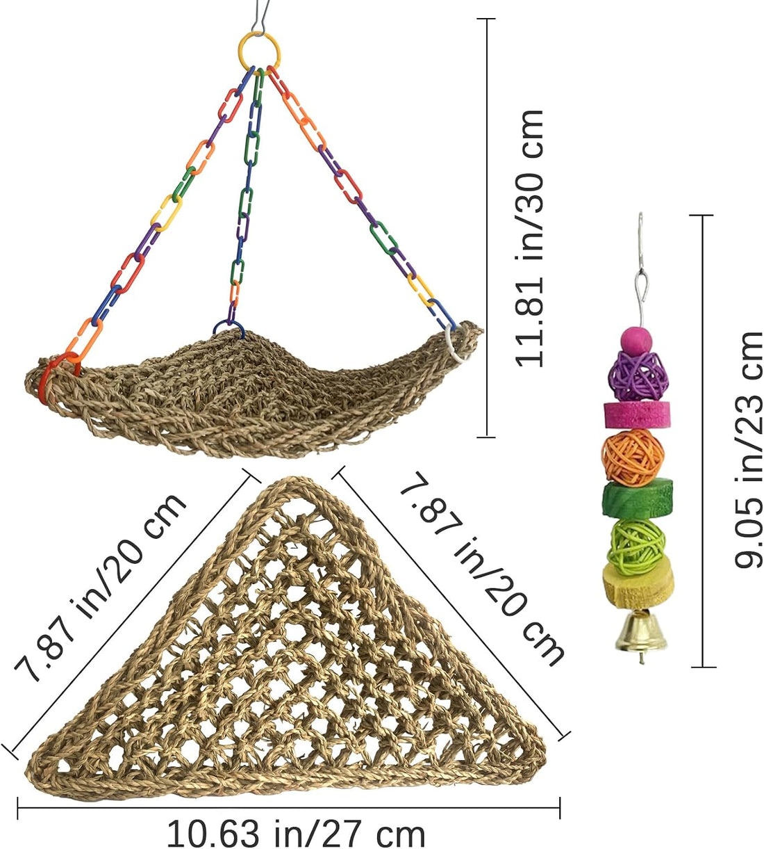Bird Seagrass Mat Conure Hammock,Parrot Swing Toys Small Triangle
