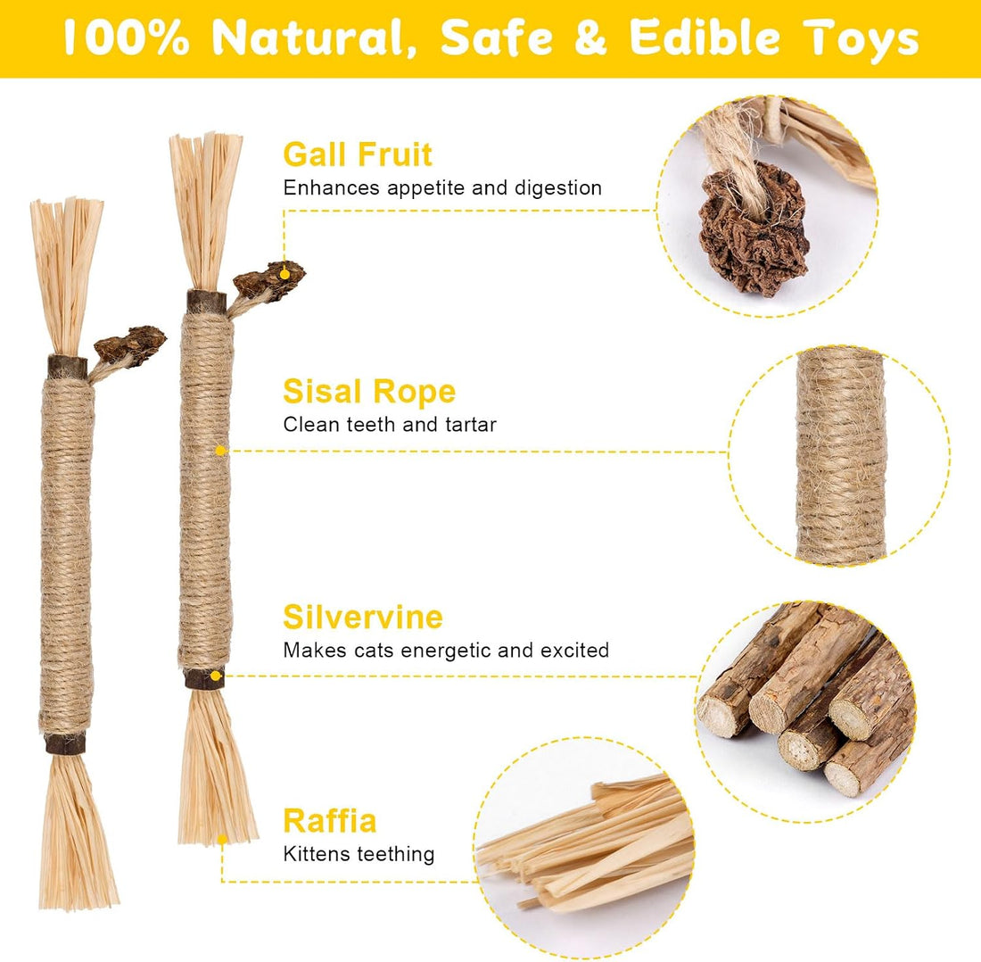 9 Pack Silvervine Sticks for Cats, Natural Cat Chew Stick Toys Set