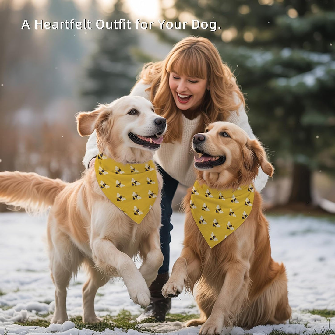 Yellow Bees Dog Bandanas, Honeybee Dog Scarf