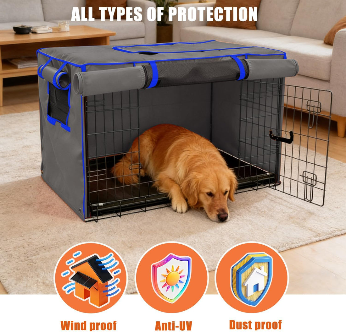 48-Inch Grey Dog Crate Cover, Light-Blocking Roller Shade -Cover Only