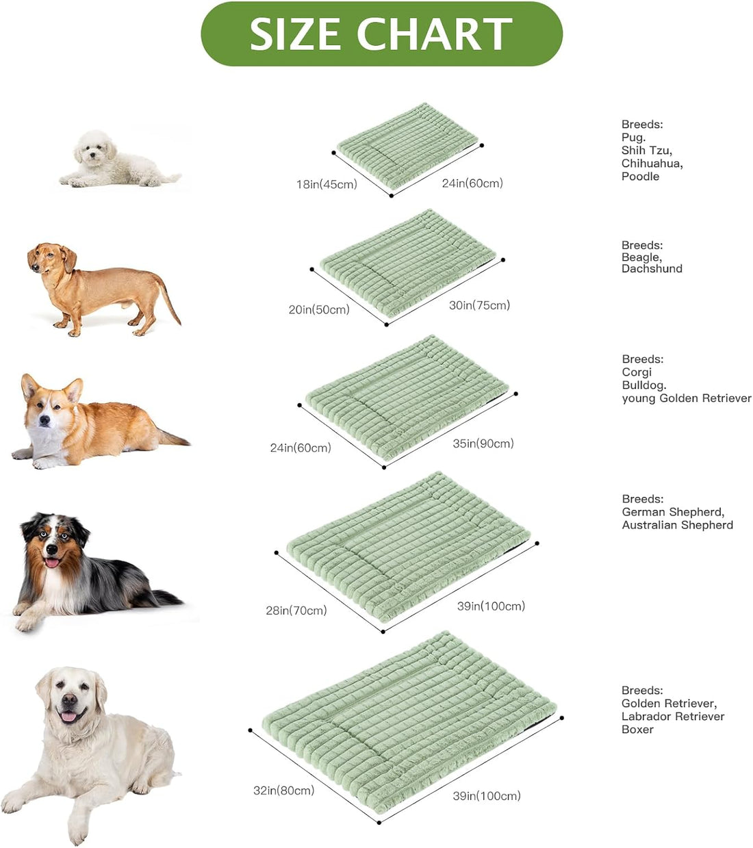 BVAGSS Dog Bed Washable Crate Mattress,Anti-Slip Memory Foam Soft
