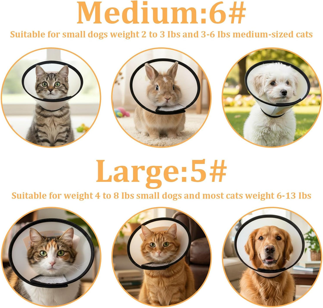 2 Pack Cat Cones to Stop Licking Transparent Plastic