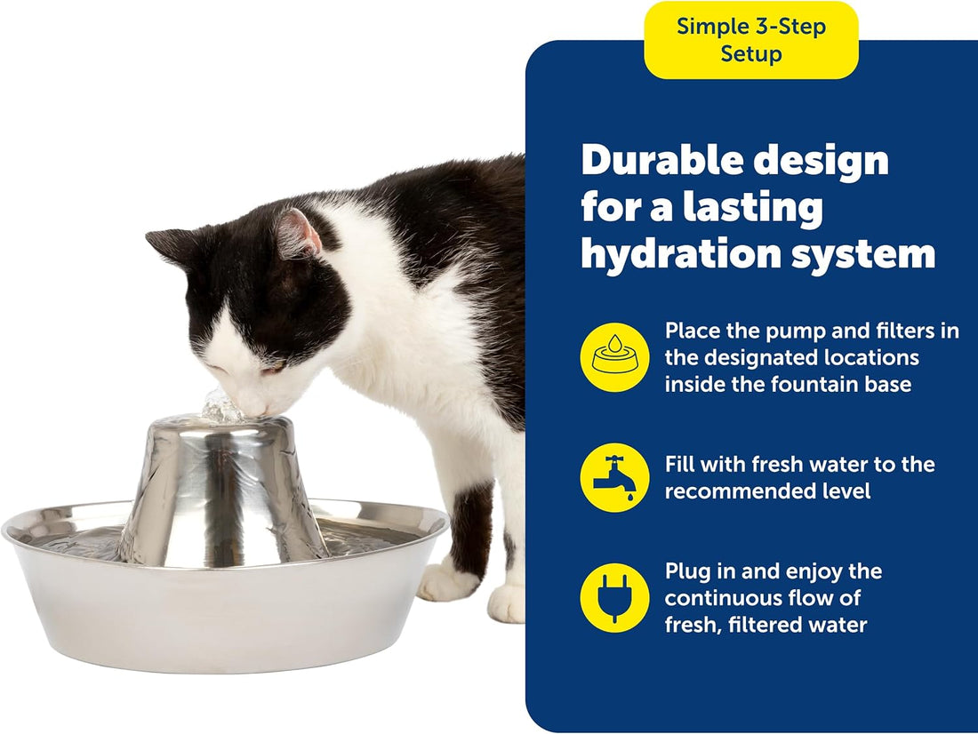 PetSafe Seaside Stainless Steel Cat & Dog Fountain
