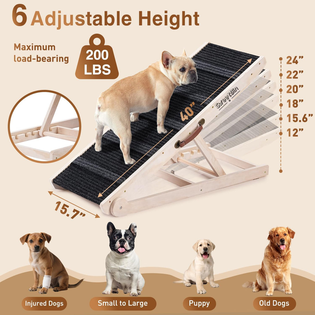 Dog Ramp for Bed - Foldable Small to Large Dog Ramp for Couch