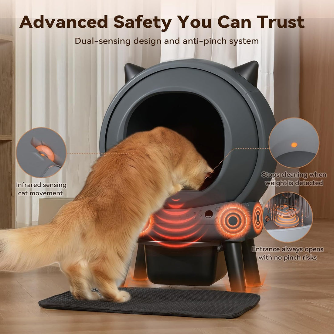 Automatic Litter Box, ZHMZ E2 Self Cleaning Litter Box for Multiple