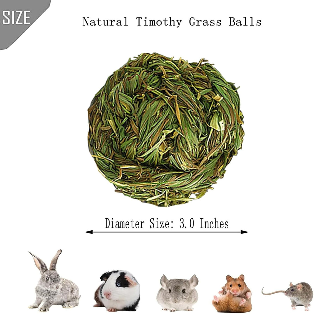 PINVNBY Hay Balls for Rabbits,4 PCS 100% Natural Timothy Hay Bunny