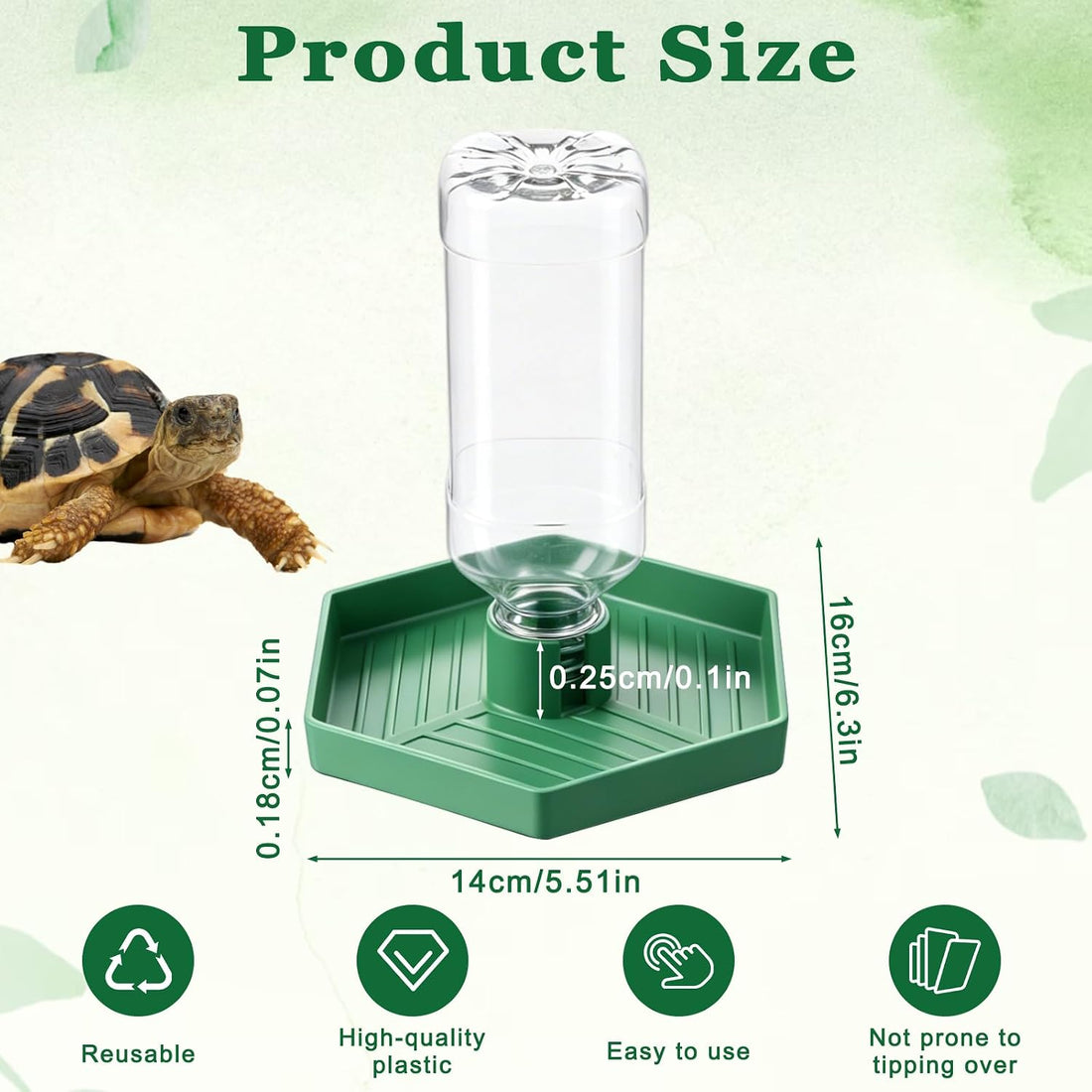Reptile Water Dispenser, Tortoise Water Dish Bearded Dragon Water-Bowl