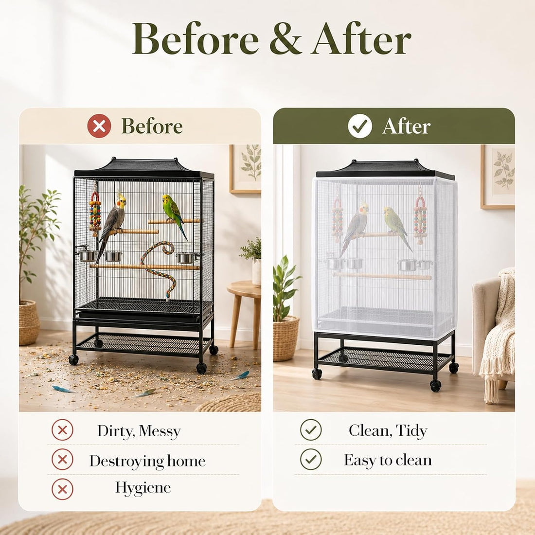 Large Bird Cage Seed Catcher Universal Bird Cages Net Cover