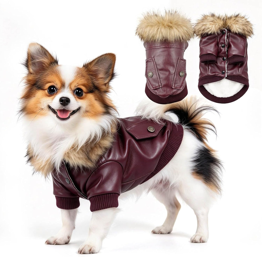 LESYPET Dog Leather Jacket for Small Dogs