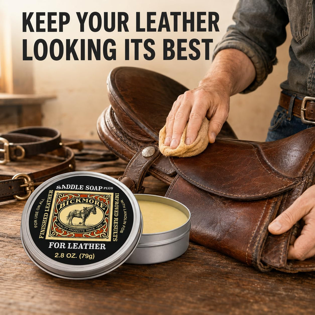 Bickmore Saddle Soap Plus 2.8 oz, Cleaner & Conditioner