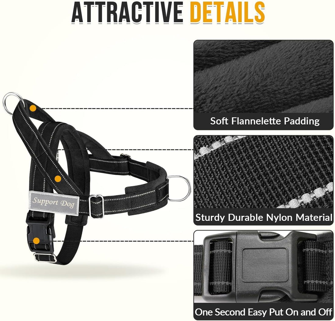 Lukovee No Pull Dog Harness and Leash Set, Soft Padded, with 5ft Leash