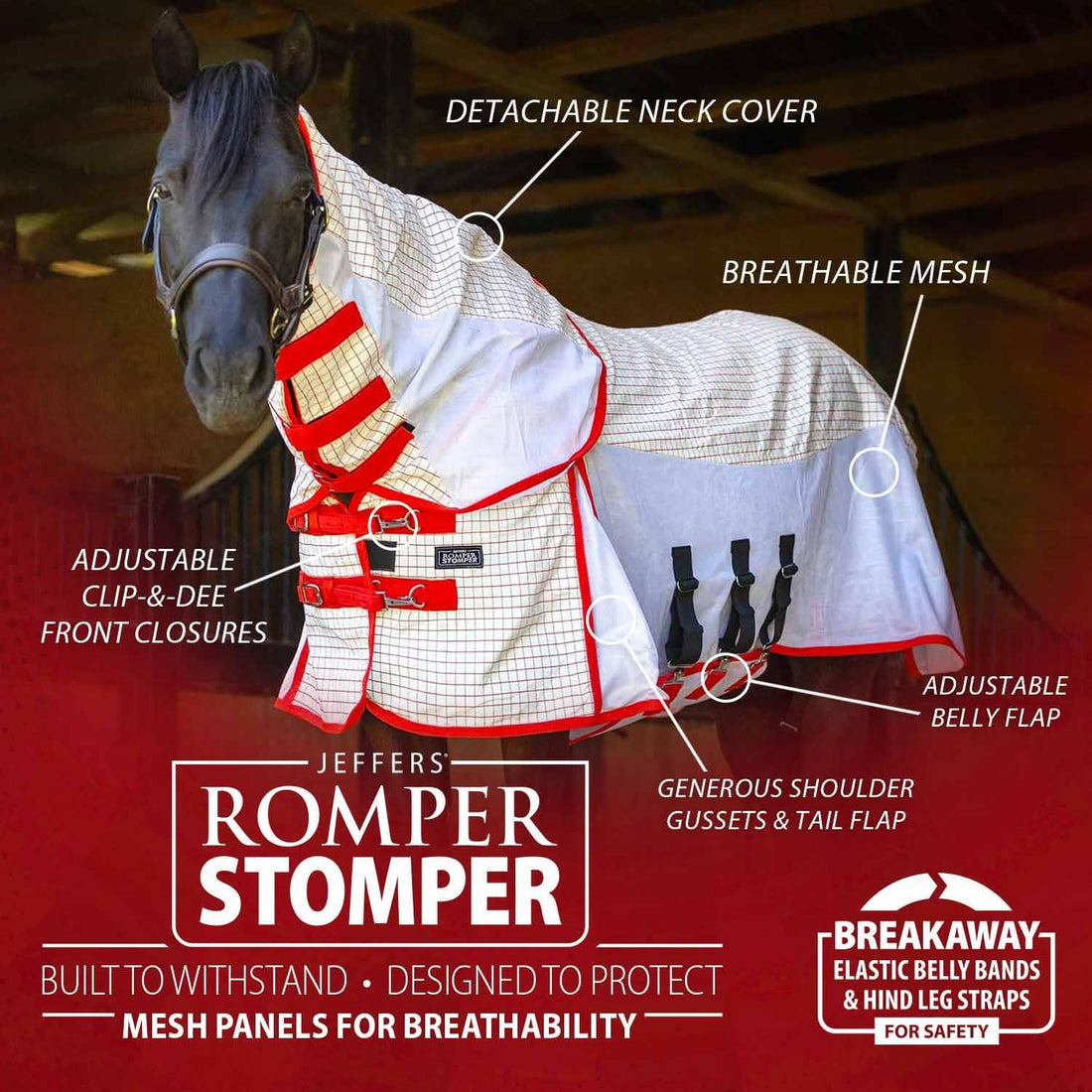 Jeffers Romper Stomper Sweet Itch Fly Sheet for Horses