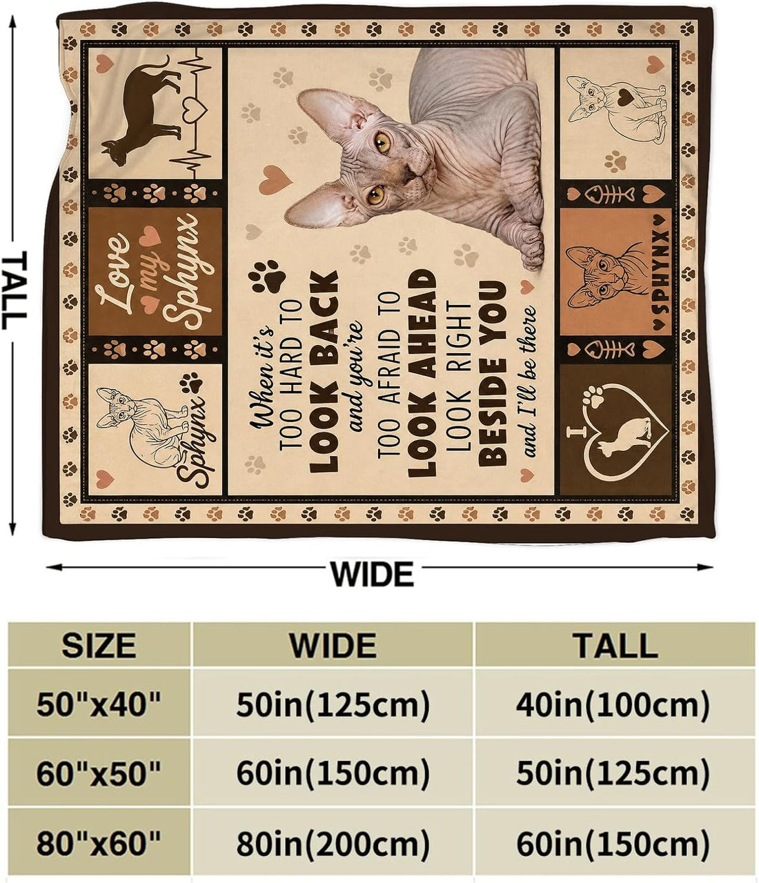 Sphynx Cat Blanket,Hairless Cat Throw Blanket Gifts 60"X50"