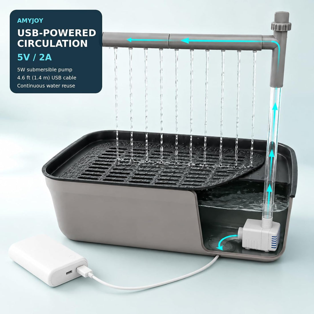 AMYJOY Automatic Bird Bath for Cage, USB Parakeet Shower Fountain