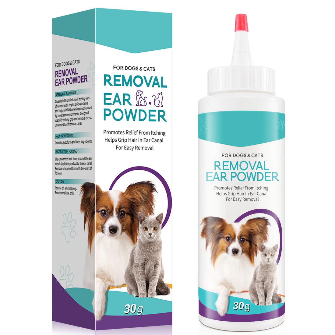 ZIXAOK Dog Ear Cleaner 30g - Removal Ear Powder for Pets,Dog Ear