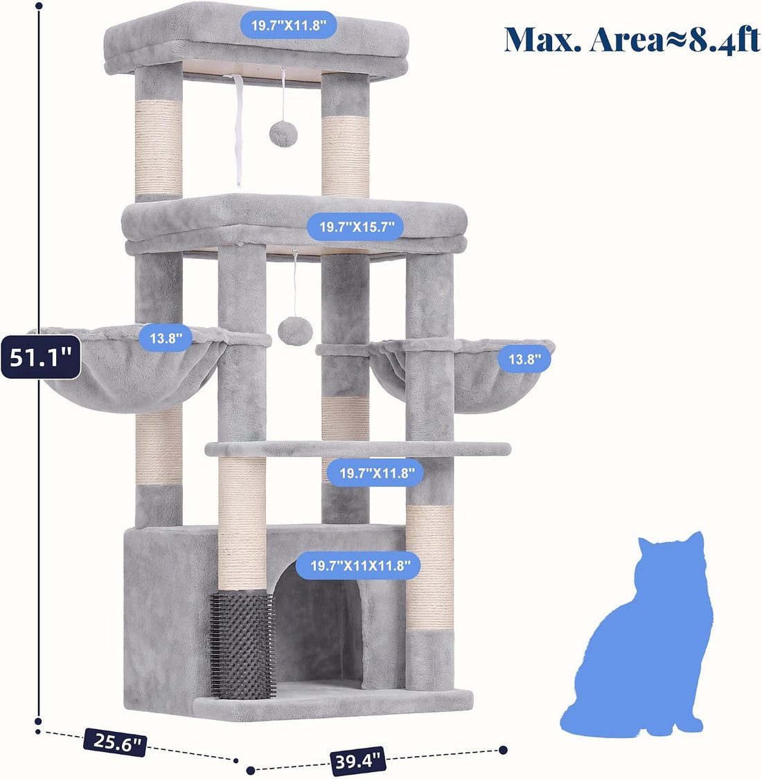 Hey-brother Cat Tree Tower, Scratching Posts with Extra Large Platform