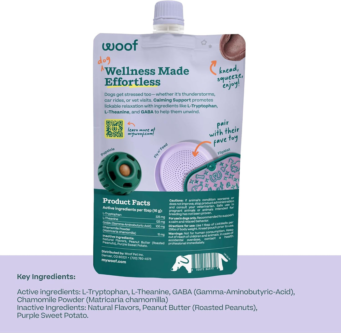 WOOF LickWells Calming Support Dog Lick Mat Spread, 12 oz