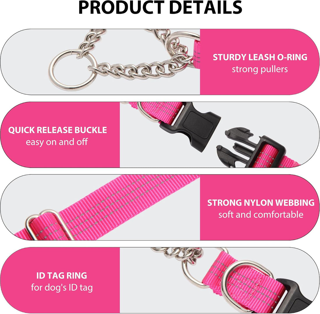 Yunleparks Martingale Dog Collar with Quick Release Buckle Steel