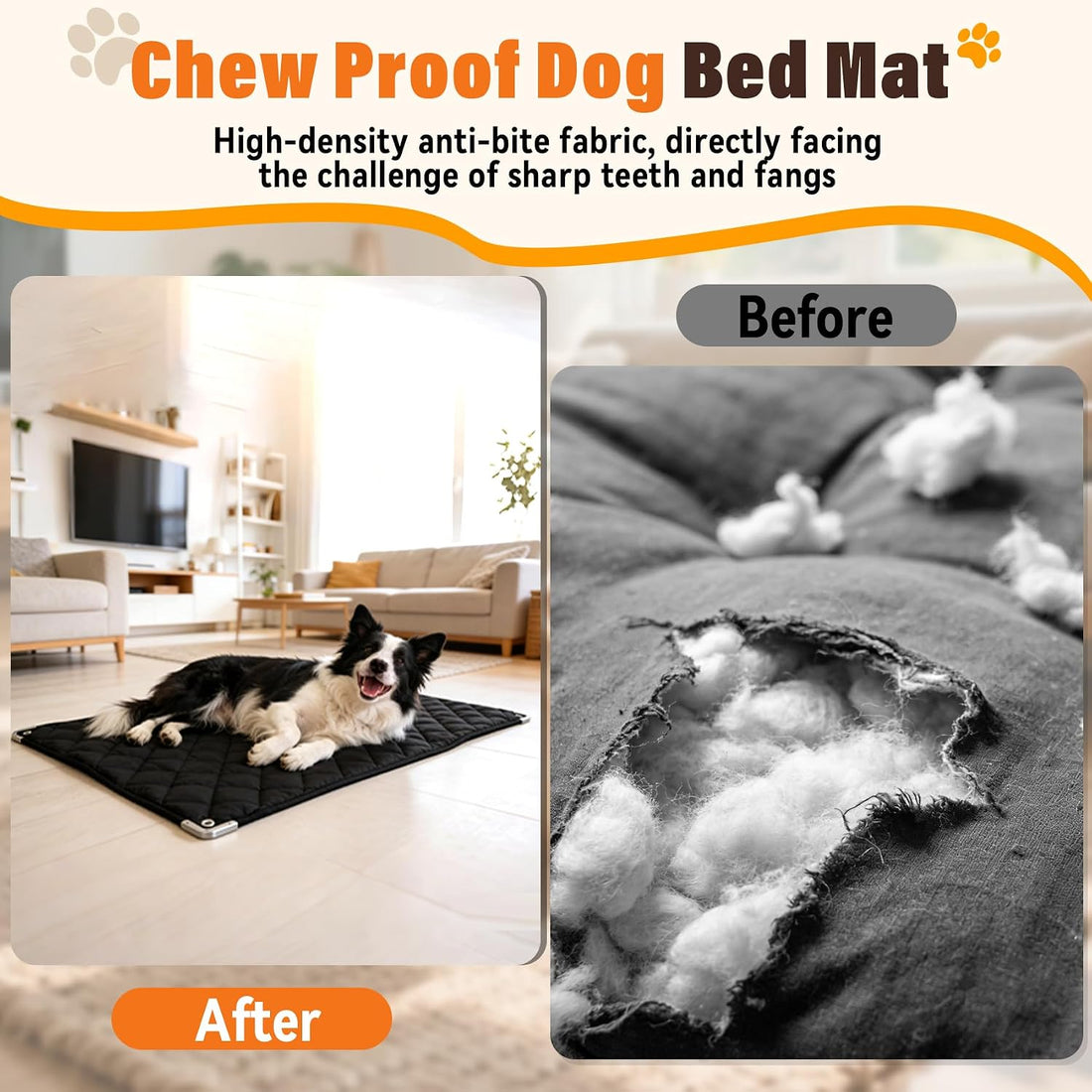 Brobear 35" x 22"Chew Proof Crate Pad for Aggressive Chewers