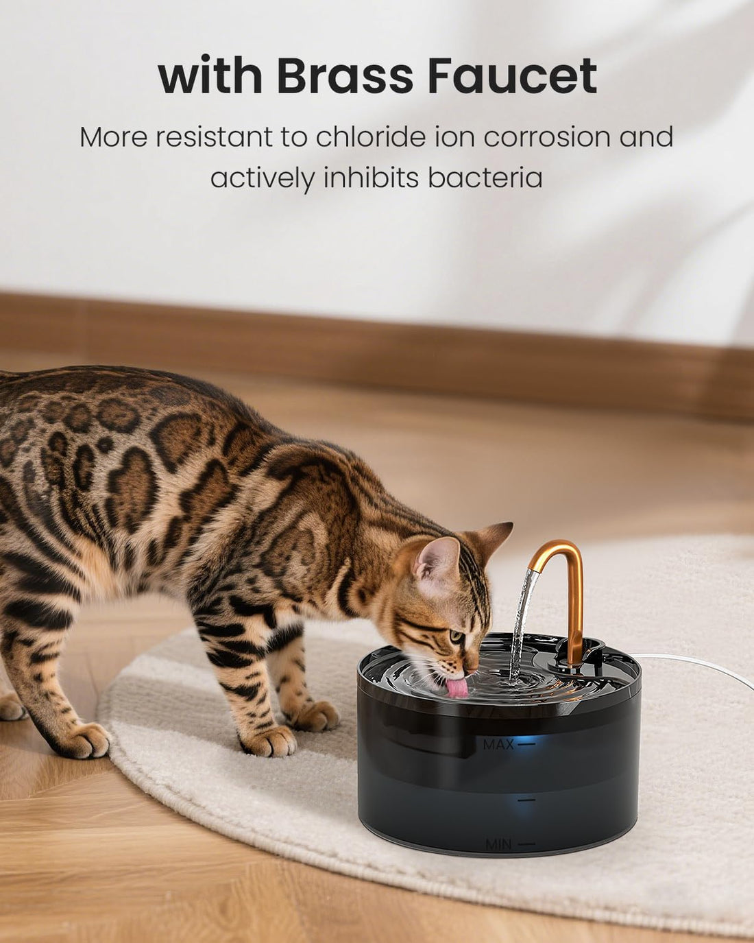 MISFANS Cat Water Fountain with 3-Pack Replaceable Filters,Copper