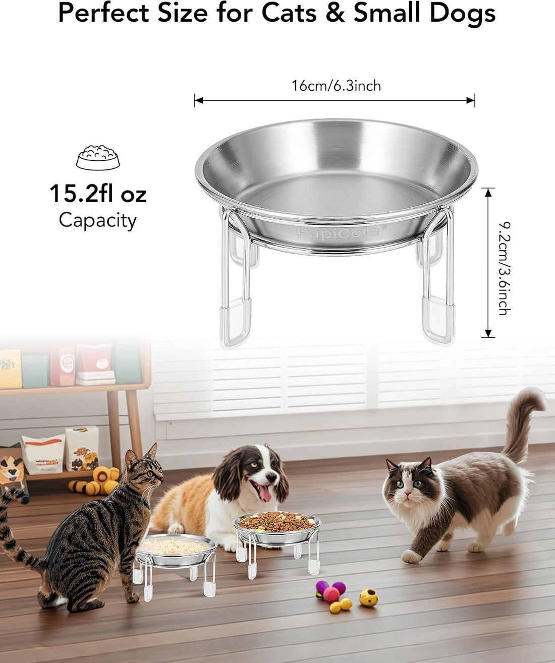 Elevated cat Bowl 2PC, 6.3" Wide Raised Cat Bowl