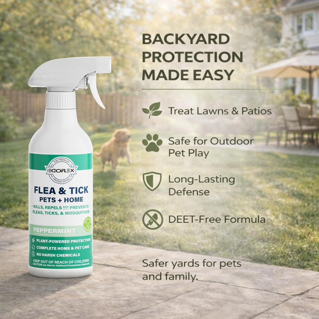Flea Spray for Home & Pets Plant-Based Repellent with Peppermint