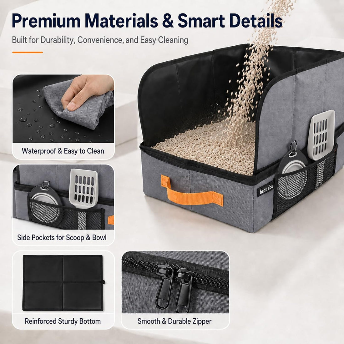hamraba Large Travel Litter Box for Cats with High Side Shield