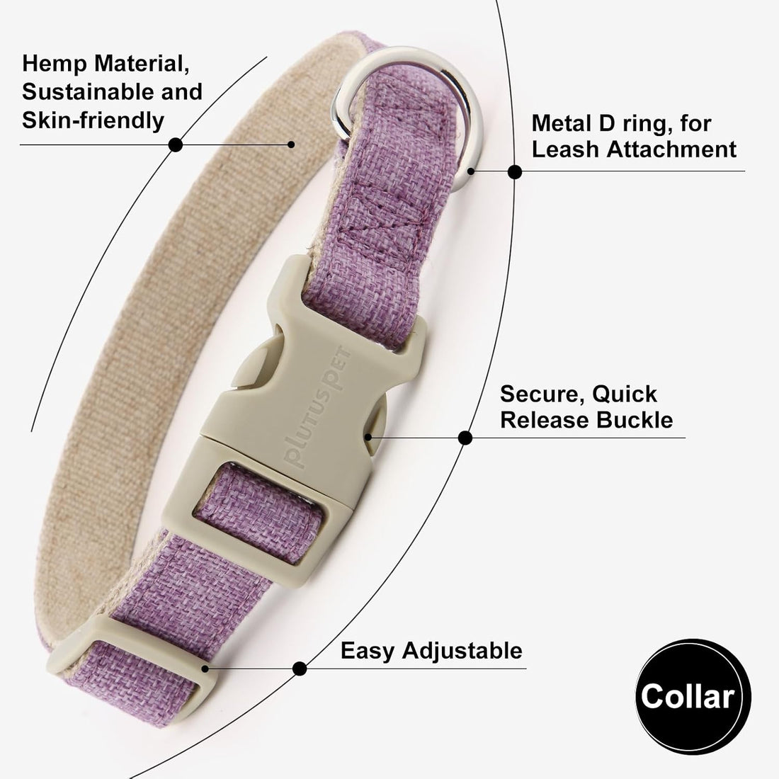 Plutus Pet Cotton Hemp Dog Collar and Leash Set