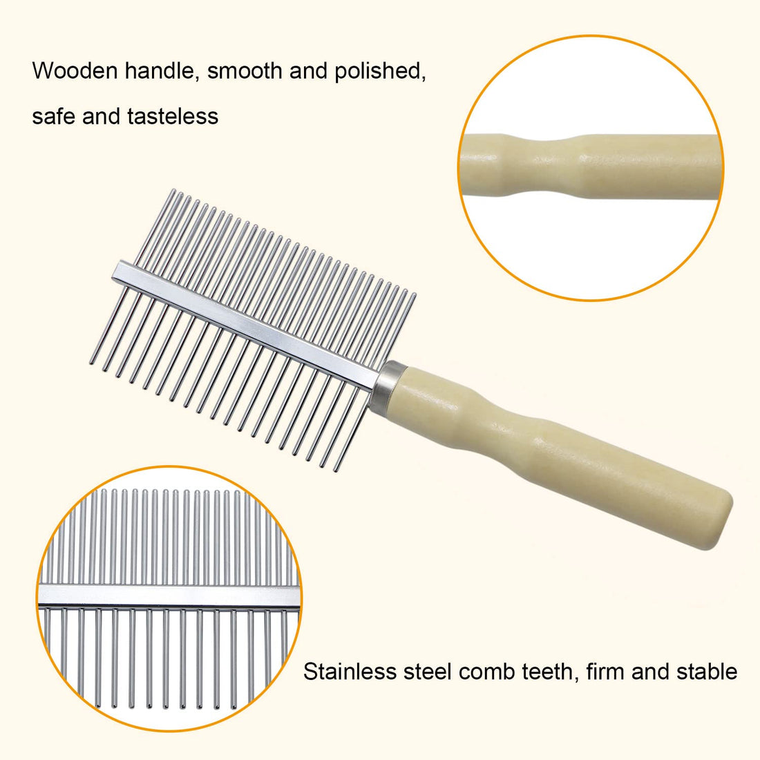 Wooden Handle Grooming Comb for Dogs & Cats