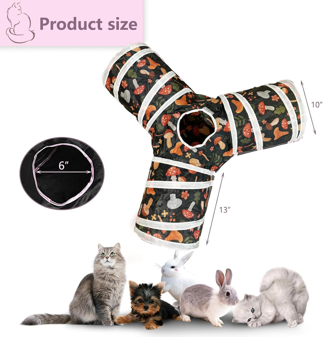 3 Way Cat Tunnel Collapsible Fun Pet Play Tube Toys for Cats, Kittens
